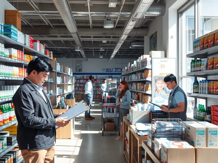 门店日常运营场景，货架整齐商品丰富